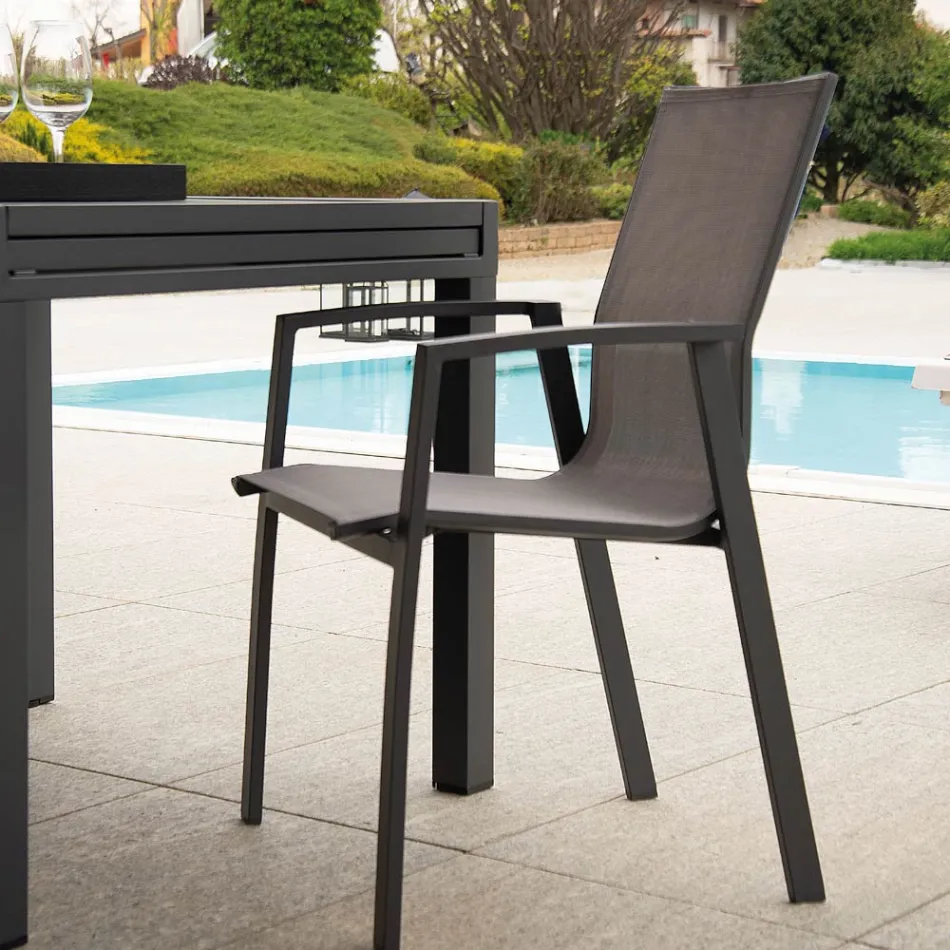 Udendørs lænestol lavet af aluminium og textilene - Map Viadurini