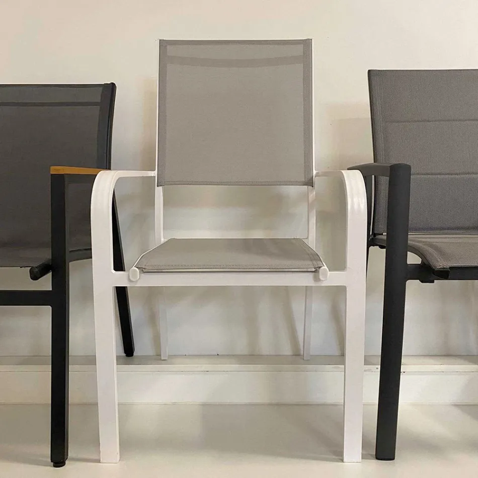 Udendørs lænestol lavet af aluminium og textilene - Solar Viadurini