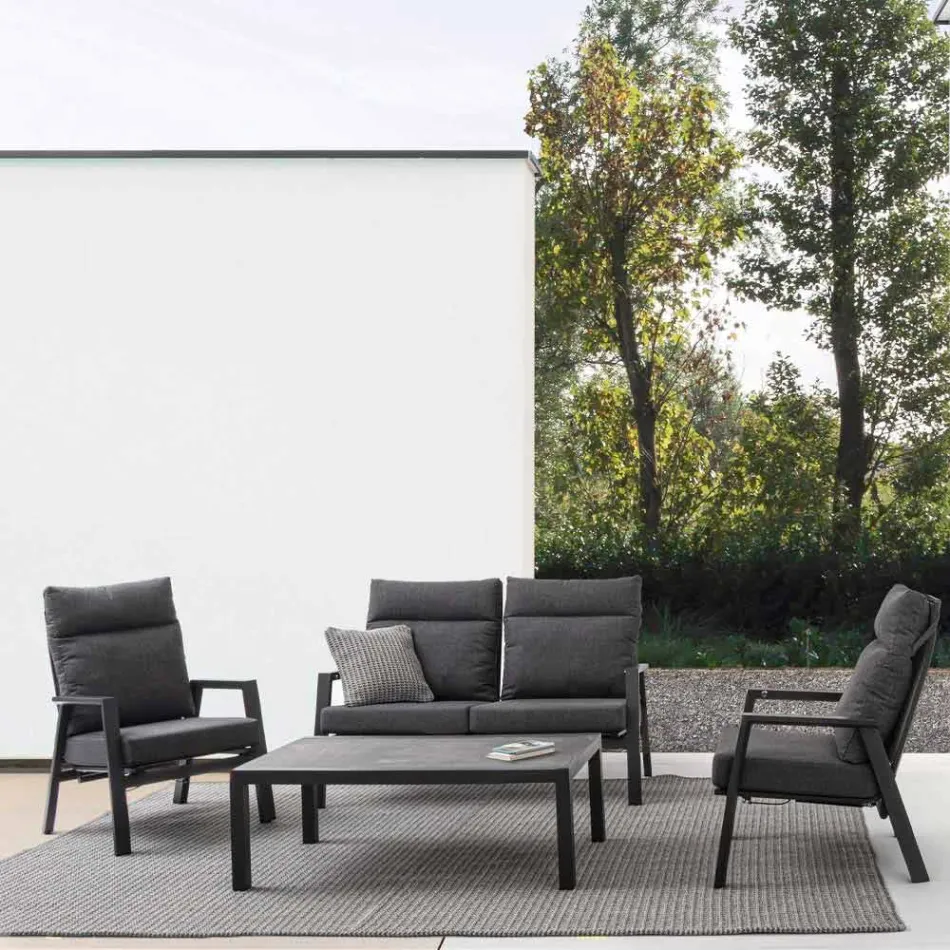 Liggende udendørs lænestol i stof og aluminium, 2 stykker - Nathy Viadurini