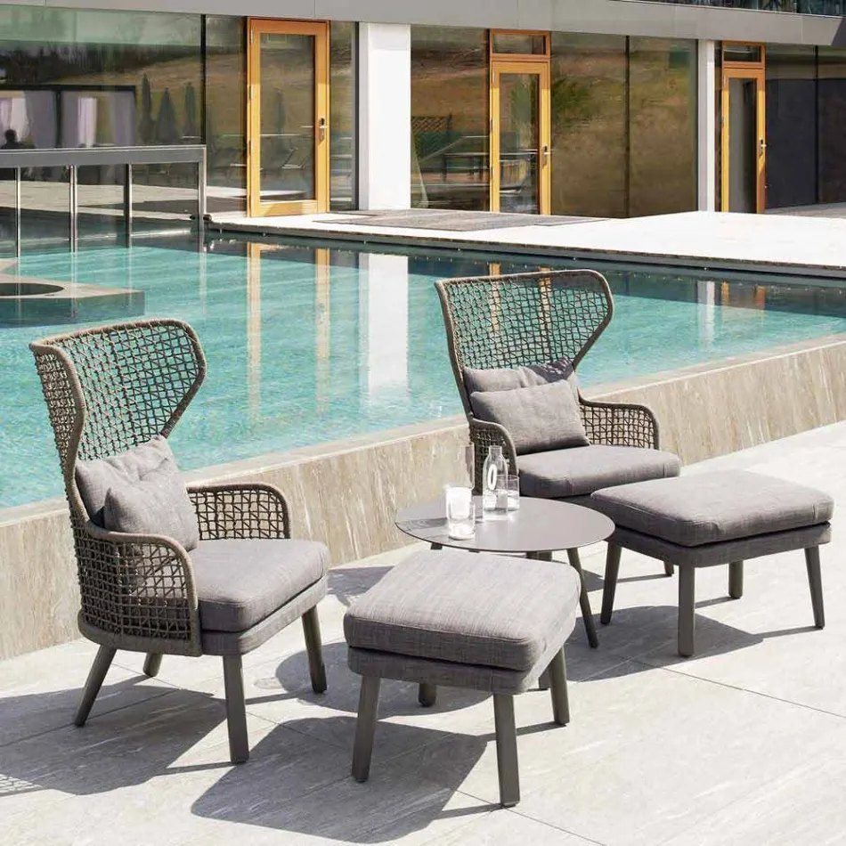 Varaschin Emma polstrede udendørs lænestol af moderne design Viadurini