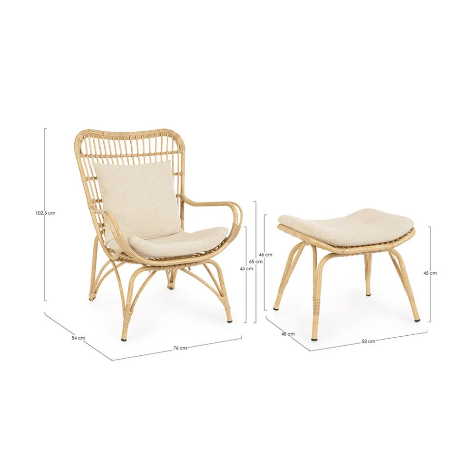 Havelænestol med fodstøtte og syntetisk fibervævning - Matter Viadurini