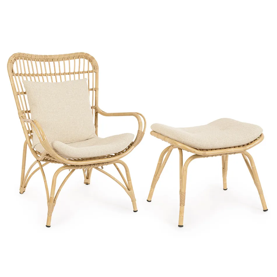 Havelænestol med fodstøtte og syntetisk fibervævning - Matter Viadurini