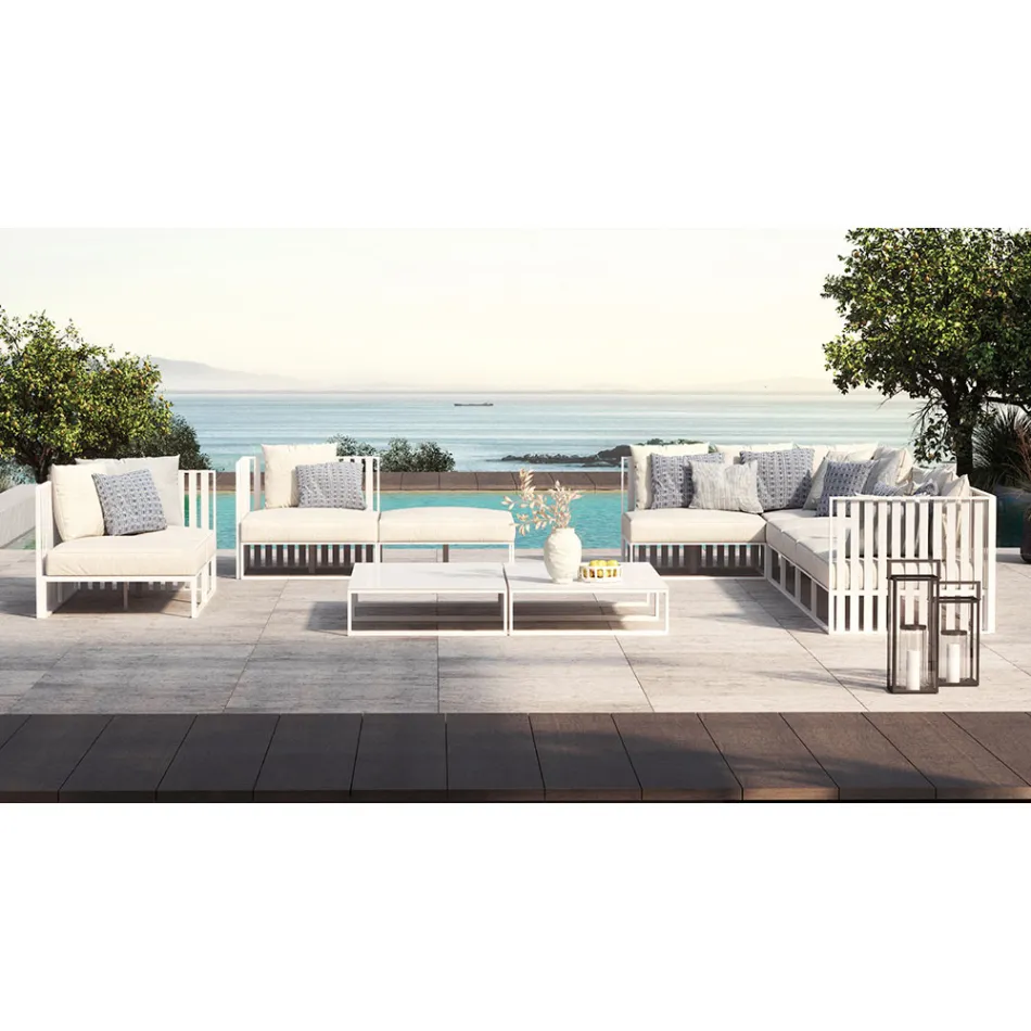 Havelænestol med stofsæde og aluminiumsstruktur lavet i Italien - Juliediv Viadurini