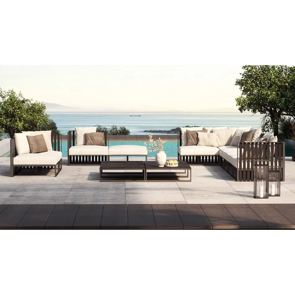 Havelænestol med stofsæde og aluminiumsstruktur lavet i Italien - Juliediv Viadurini