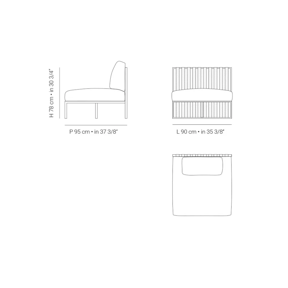 Havelænestol med stofsæde og aluminiumsstruktur lavet i Italien - Juliediv Viadurini