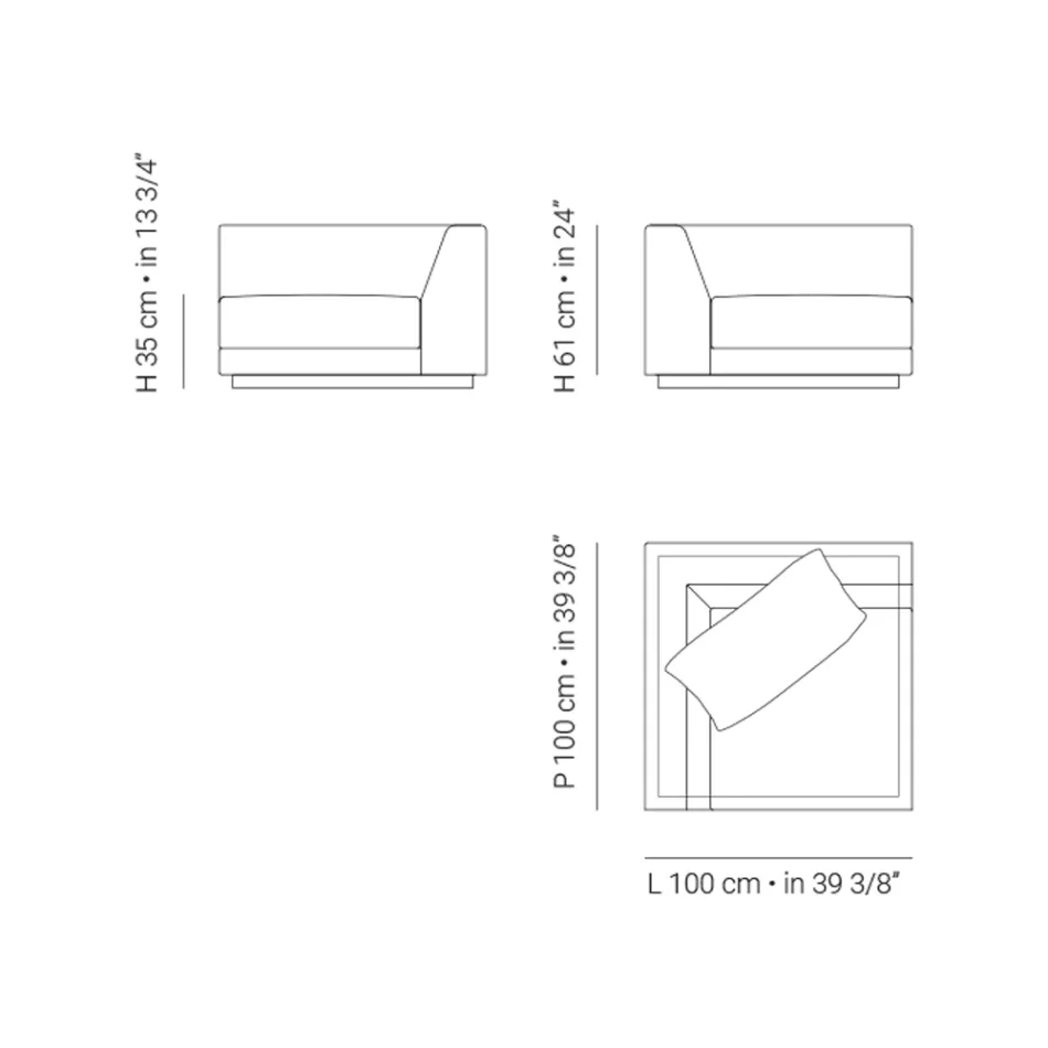 Havelænestol med højre hjørnestruktur lavet i Italien - Rubik Viadurini
