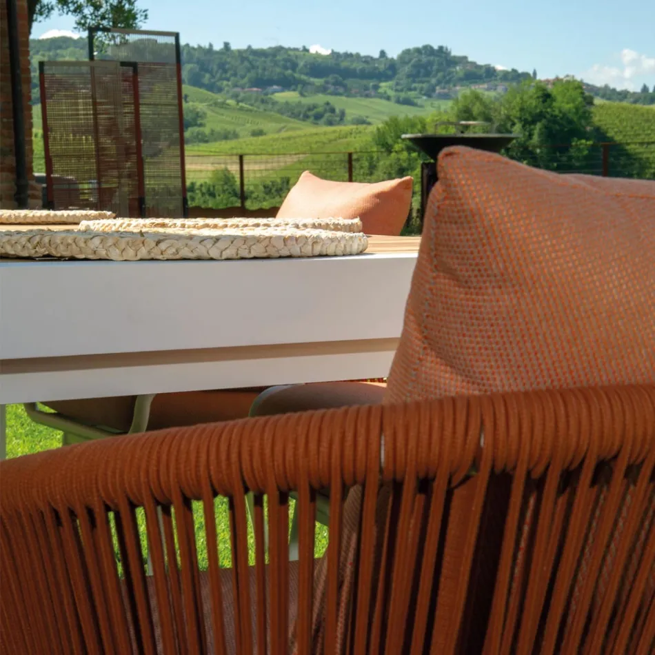 Havestol med aluminiumsramme og reb med hynder - Telt Viadurini