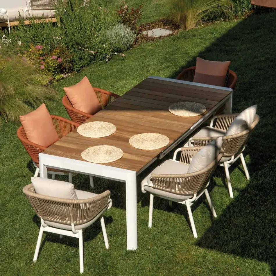 Havestol med aluminiumsramme og reb med hynder - Telt Viadurini