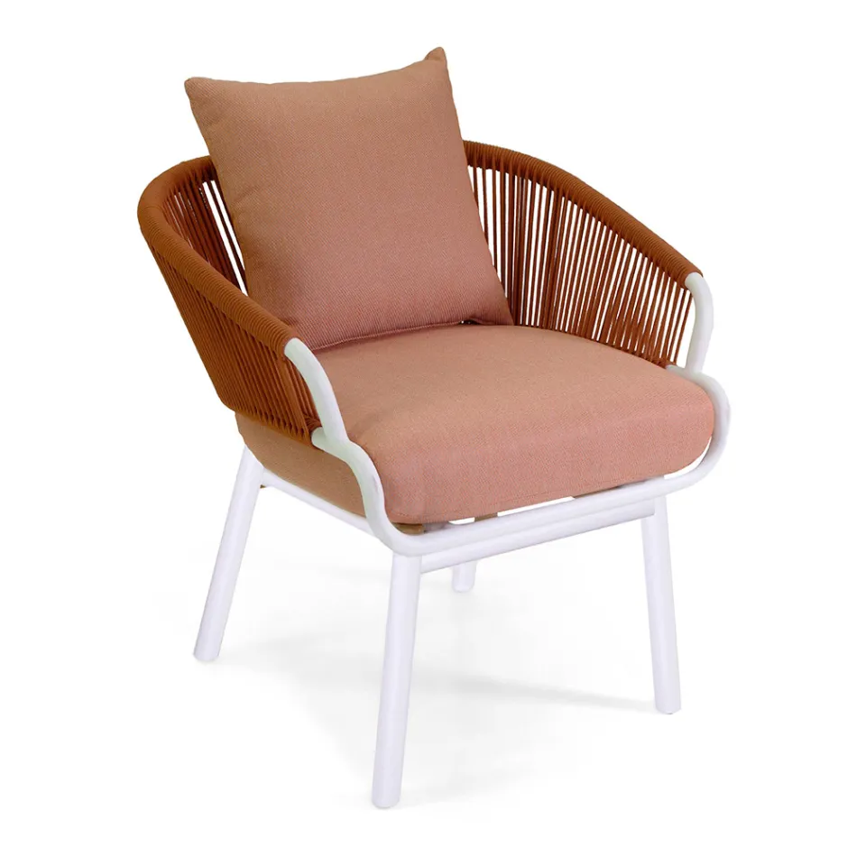 Havestol med aluminiumsramme og reb med hynder - Telt Viadurini