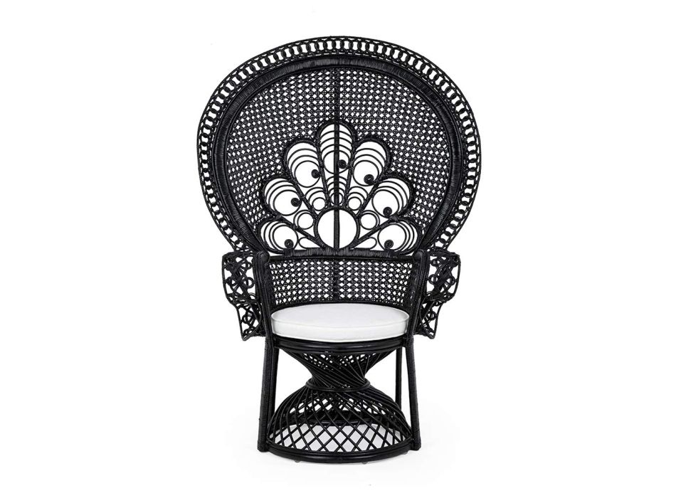 Luksusdesign udendørs havelænestol i sort rattan - Serafino Viadurini