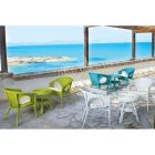 Stabelbar design havelænestol i hvid, blå eller grøn rattan - Favolizia Viadurini