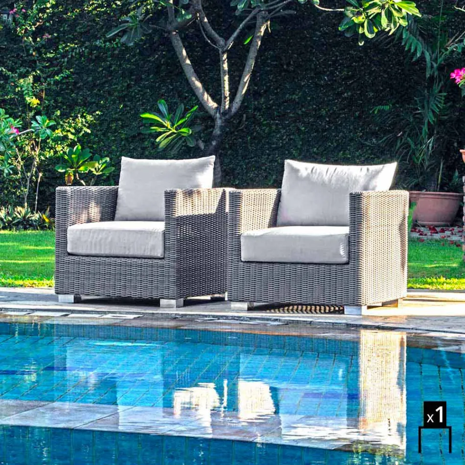 Lænestol håndvævede design haven Elsa Viadurini