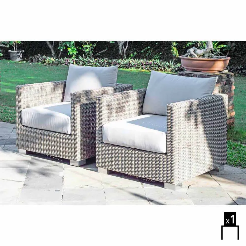 Lænestol håndvævede design haven Elsa Viadurini