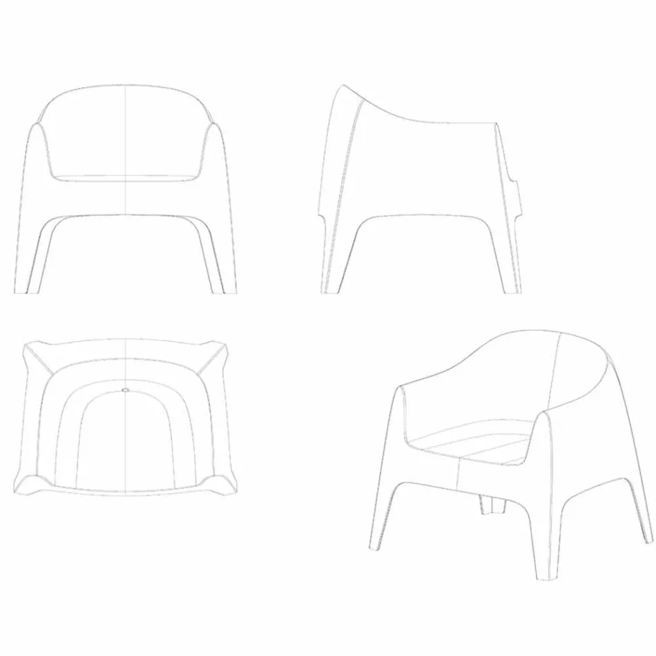 Solid af Vondom stabelbar haven lænestol, i polypropylen Viadurini
