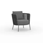 Havestol i rustfrit stål og ryglæn i reb - Luxura Viadurini