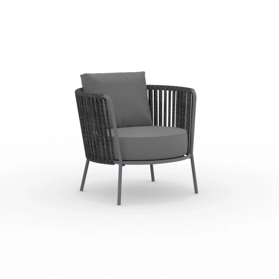 Havestol i rustfrit stål og ryglæn i reb - Luxura Viadurini