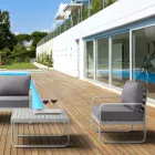 Havelænestol i mat elfenben hvid aluminium og grå hynder - Avoir Viadurini