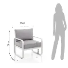 Havelænestol i mat elfenben hvid aluminium og grå hynder - Avoir Viadurini