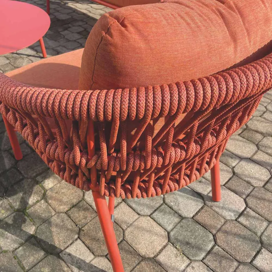 Havestol i aluminium, reb og Marsala eller hvidt stof - Brise Viadurini