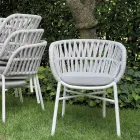 Havestol i aluminium, reb og Marsala eller hvidt stof - Brise Viadurini