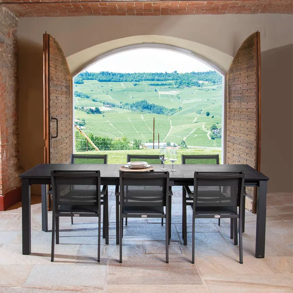 Havestol i aluminium og textilene med forskellige overflader - Notebook Viadurini