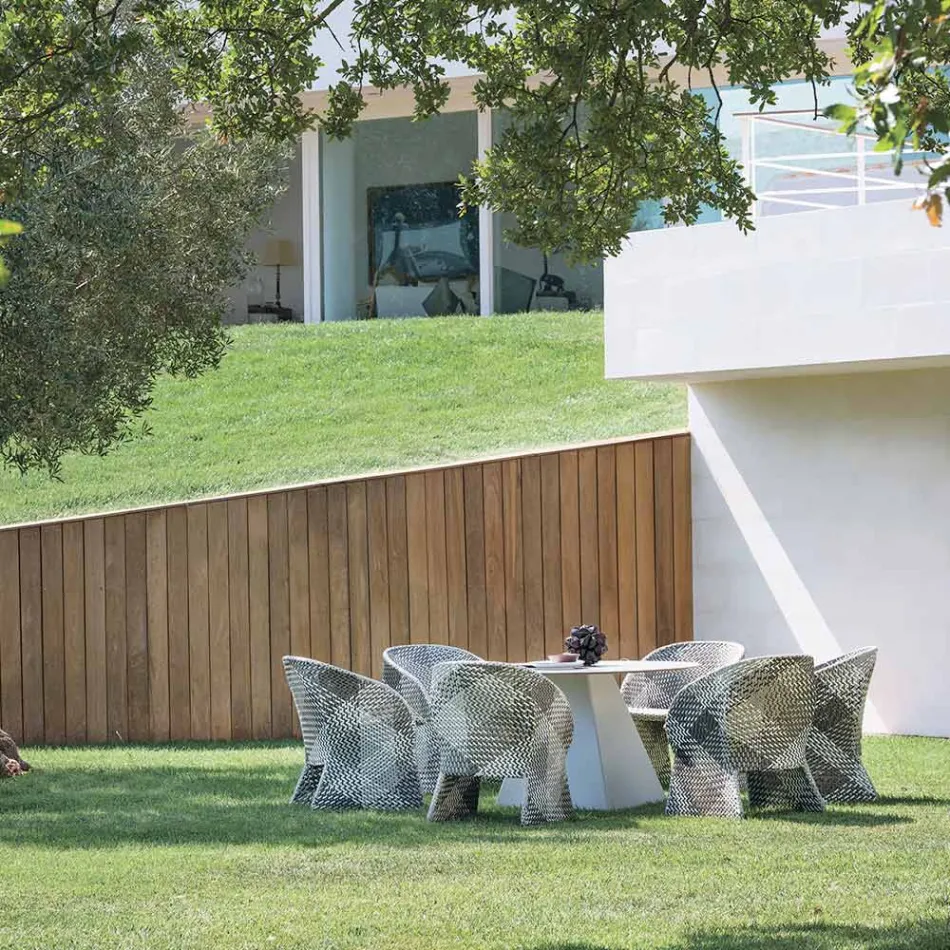 Havestol i farvet, flettet syntetisk fiber - Maat af Varaschin Viadurini