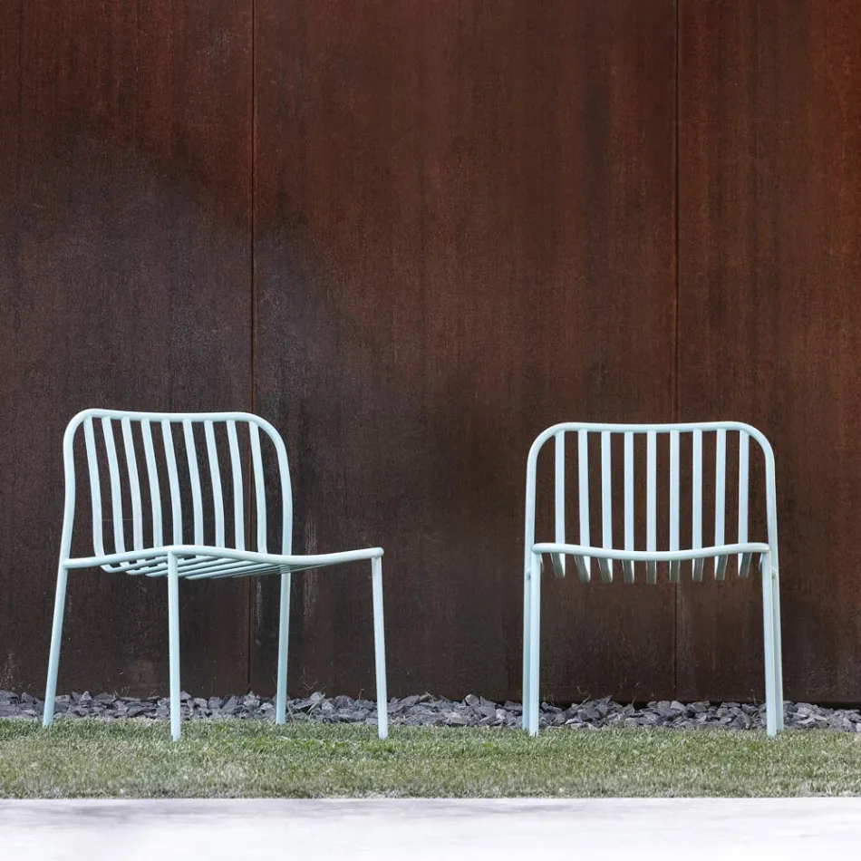 Stabelbar metal havelænestol lavet i Italien 2 stykker - Simpelthen Viadurini