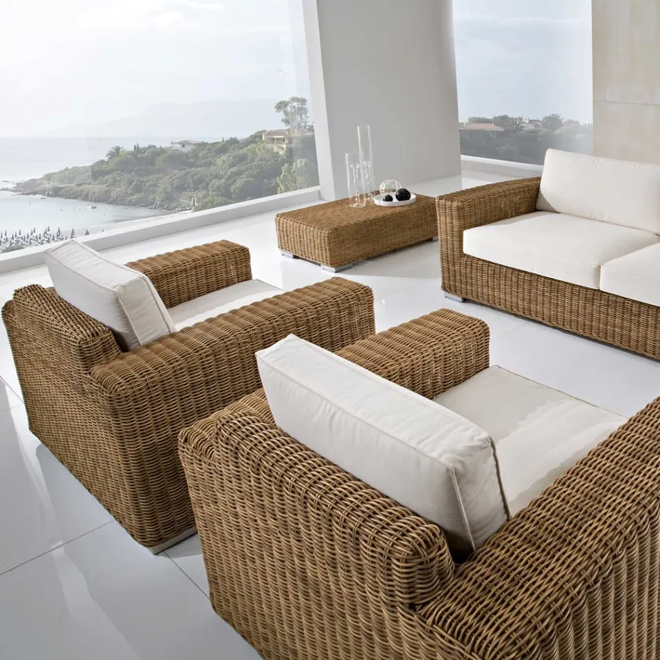 Havelænestol i håndvævet polyrattan - Yoko Viadurini