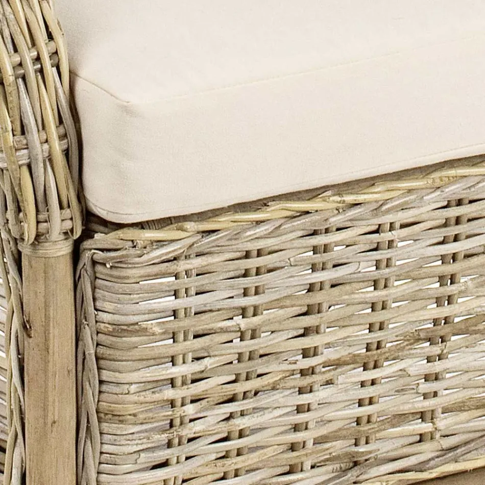 Havelænestol i naturlig rattan til udendørs med hynder - Supreme Viadurini