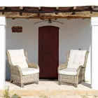 Havelænestol i naturlig rattan til udendørs med hynder - Supreme Viadurini