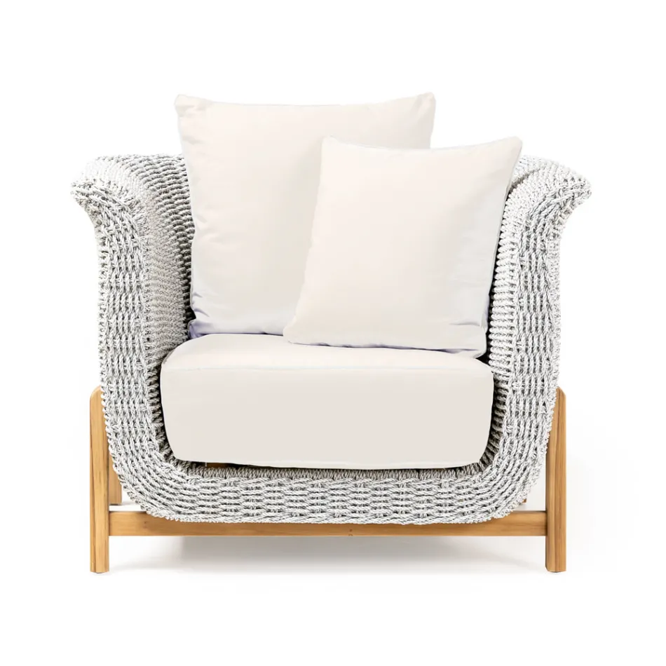 Havestol i teaktræ og reb - Arjuna Viadurini