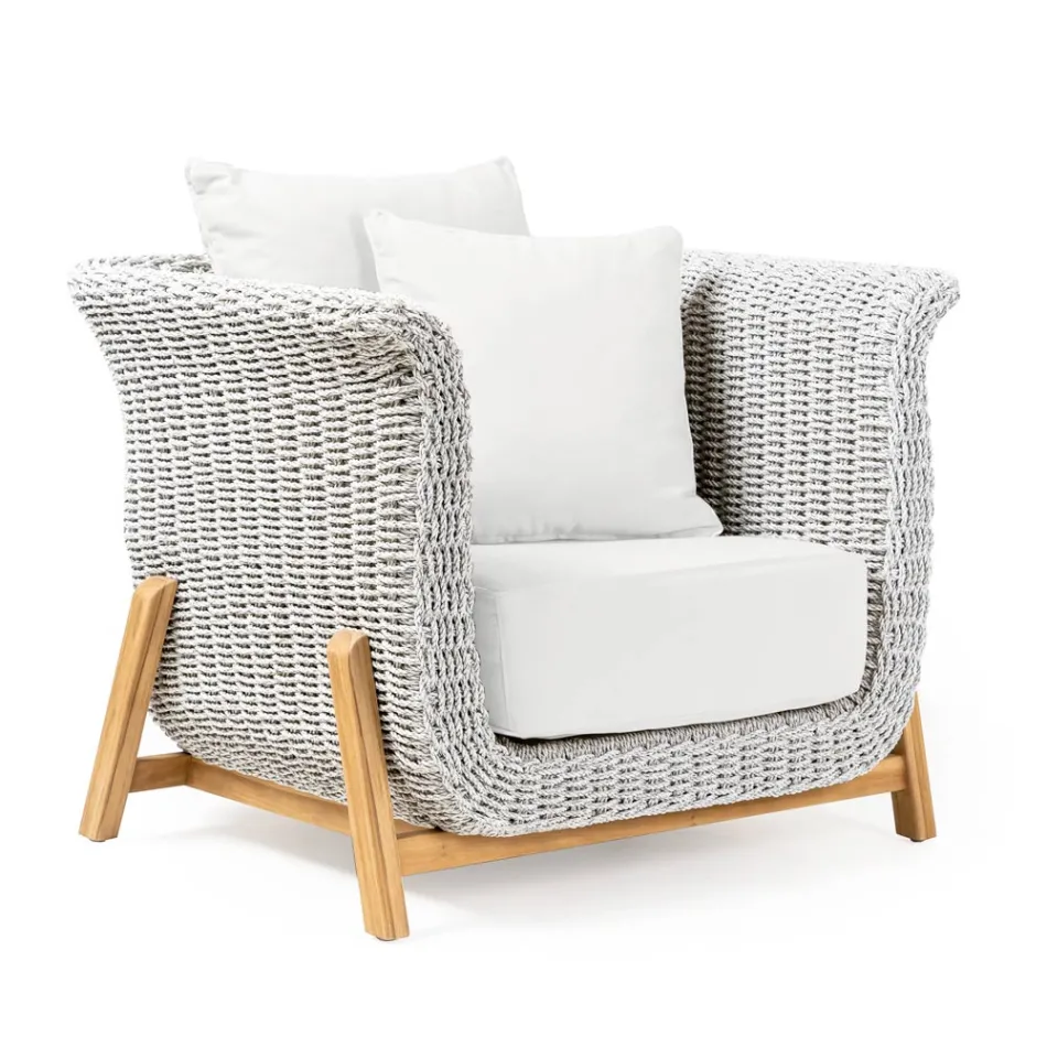 Havestol i teaktræ og reb - Arjuna Viadurini