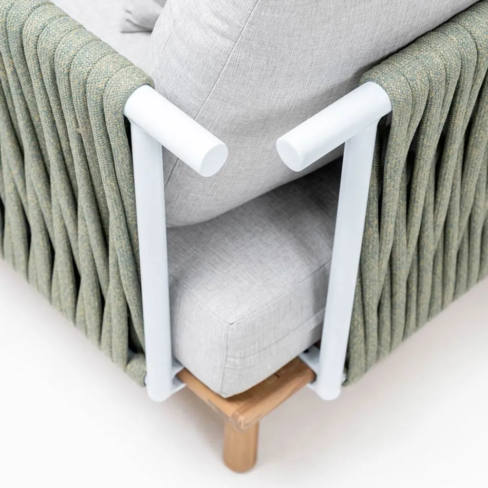 Teak havelænestol, rebvævning og hynder - Bellatrix Viadurini