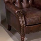 Indendørs lænestol helt lavet i gammelt lædereffekt - stempel Viadurini