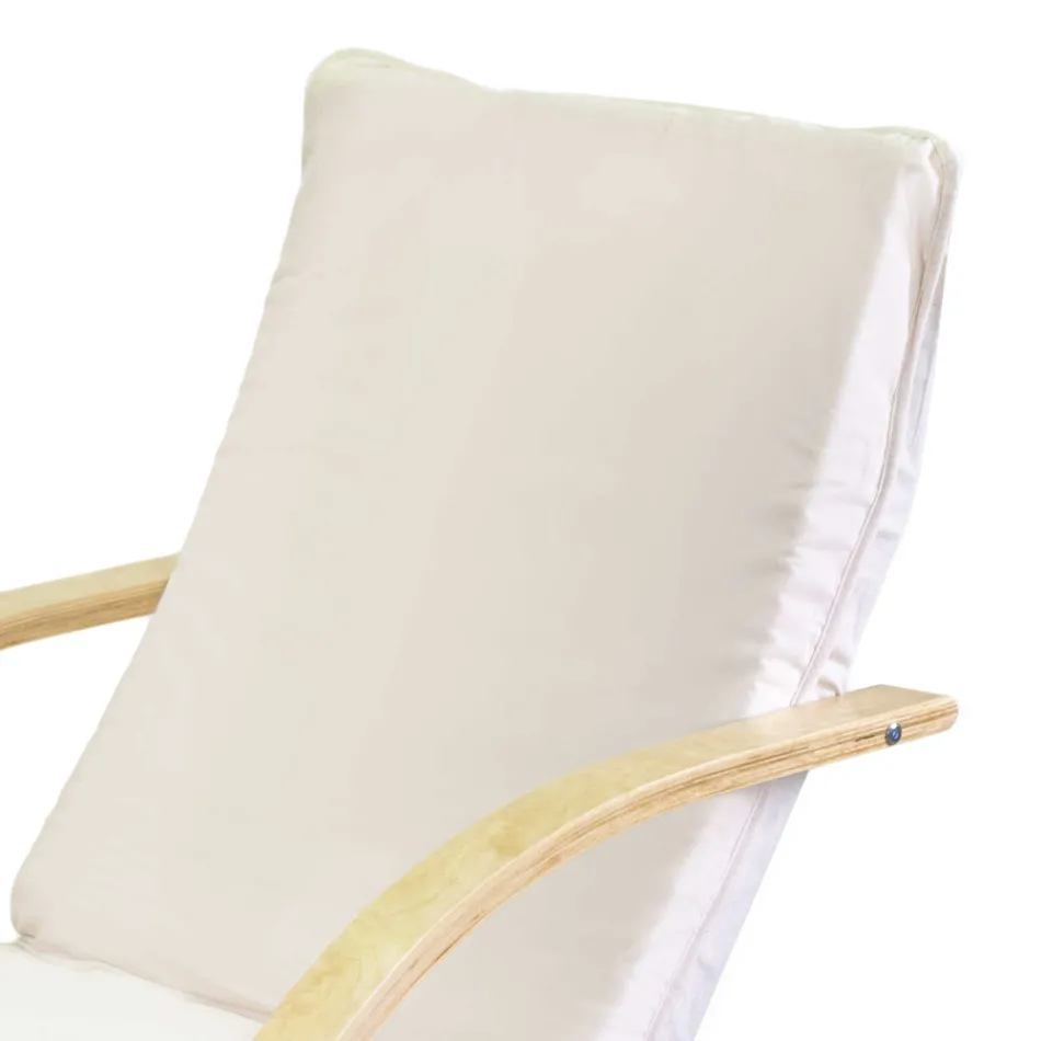 Indendørs lænestol lavet af birketræ og stof - Abissi Viadurini