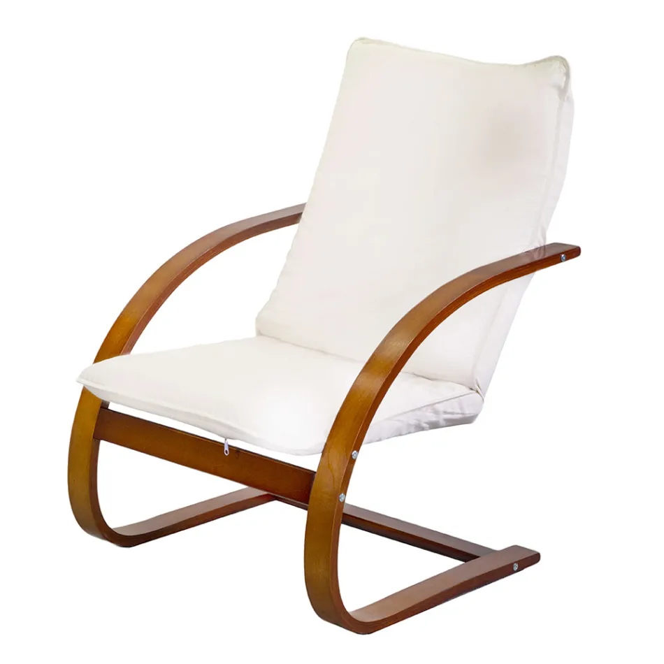 Indendørs lænestol lavet af birketræ og stof - Abissi Viadurini