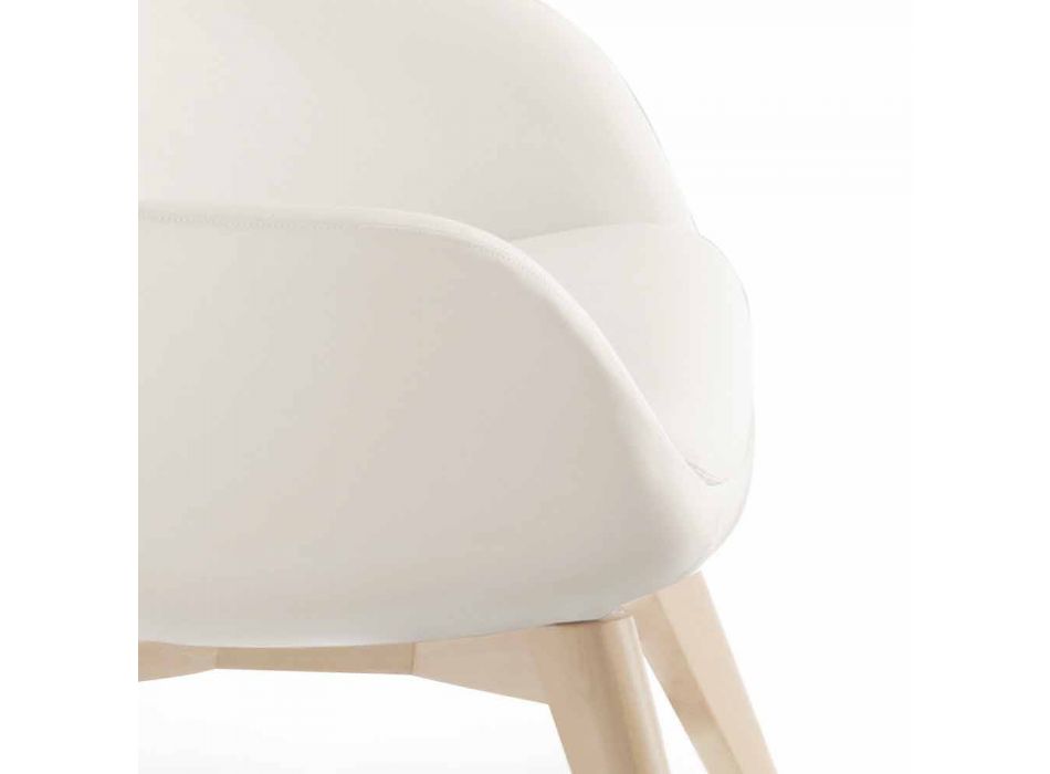 Stue lænestol med fodstøtte i læder og træ Made in Italy - Butterfly Viadurini