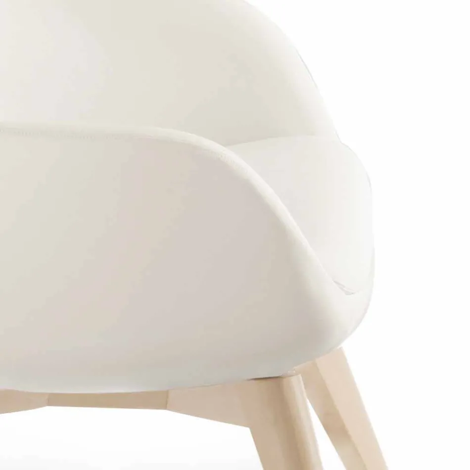 Stue lænestol med fodstøtte i læder og træ Made in Italy - Butterfly Viadurini