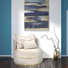 Polstret og polstret stue lænestol i stof med dekorationer - patch Viadurini