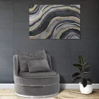 Polstret og polstret stue lænestol i stof med dekorationer - patch Viadurini