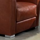 Stue Lænestol i Træ, Læder og Metal Fremstillet i Italien - Burlesco Viadurini