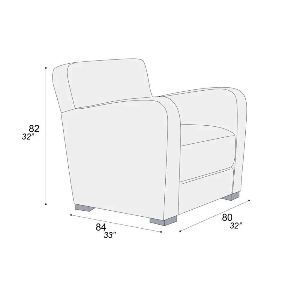 Stue Lænestol i Træ, Læder og Metal Fremstillet i Italien - Burlesco Viadurini