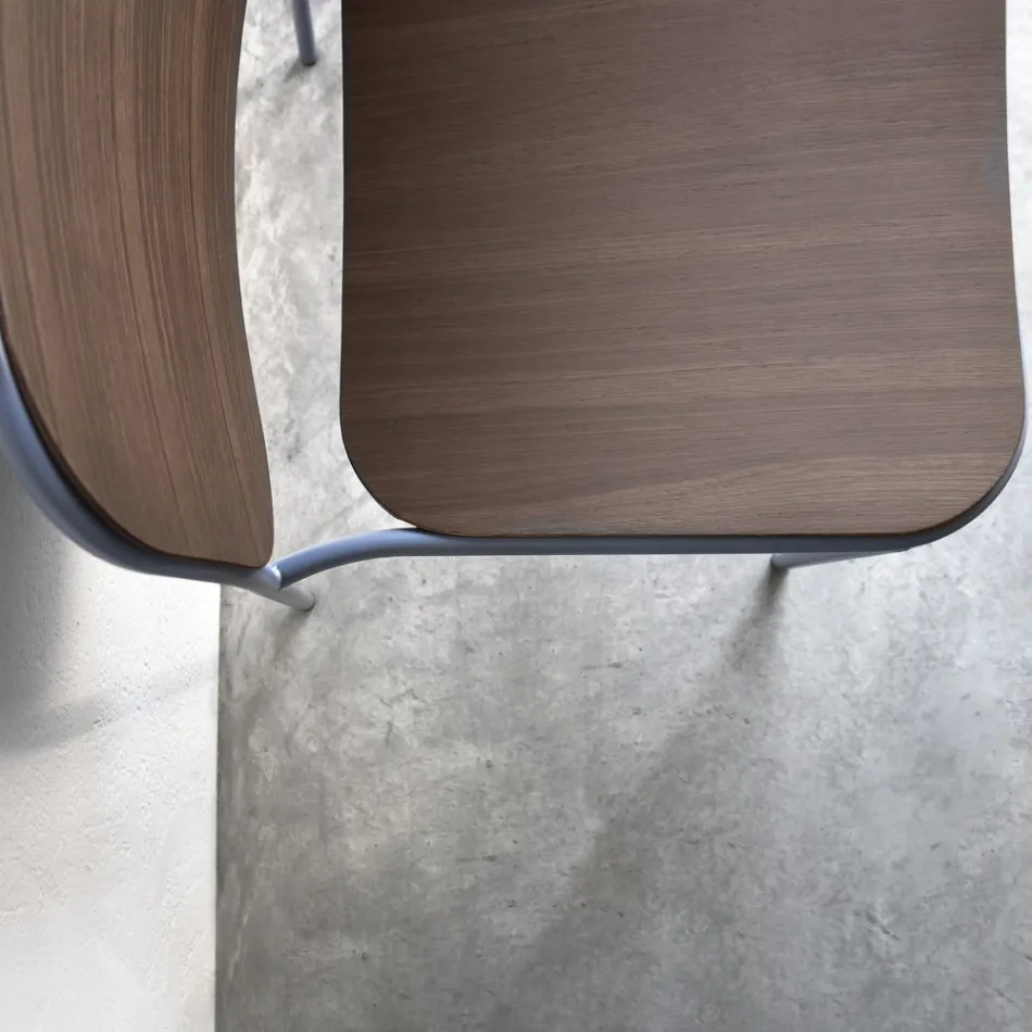 Stue Lænestol i Træ og Metal Made in Italy 2 stk - Saffia Viadurini