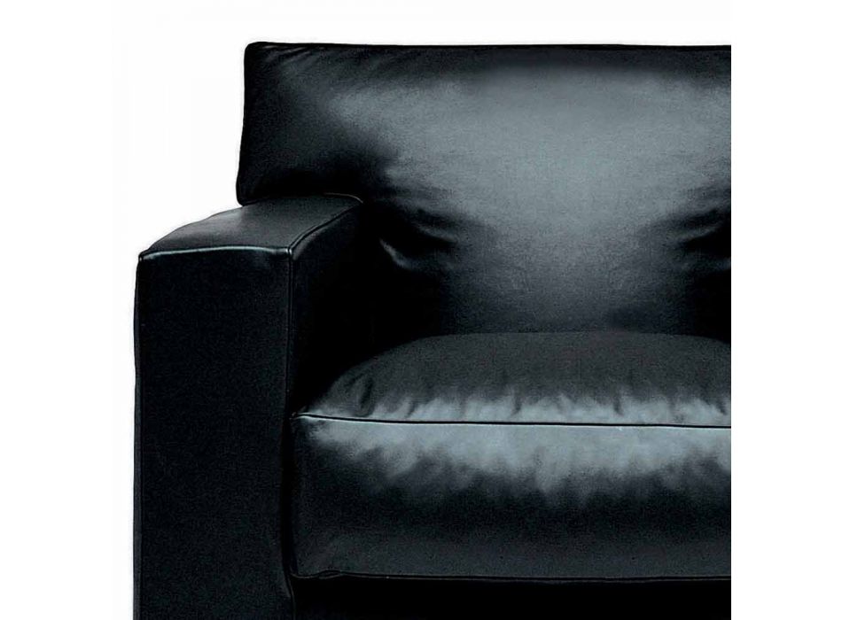 Læder lounge stol med valnødde fødder fremstillet i Italien - Alessandria Viadurini