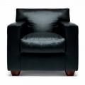 Læder lounge stol med valnødde fødder fremstillet i Italien - Alessandria