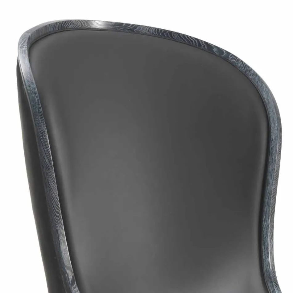 Læder lænestol og sort hår Eli, luksus klassisk design Viadurini
