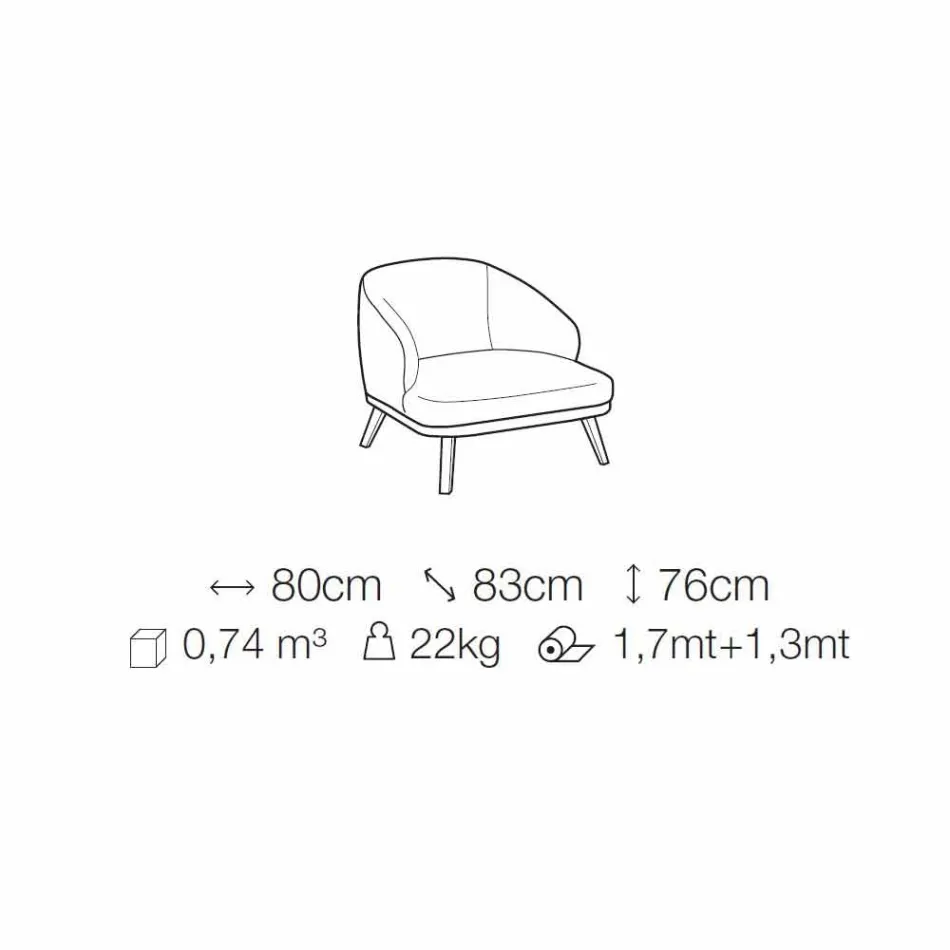 Stof lounge stol med massivt træ base fremstillet i Italien - Pepina Viadurini