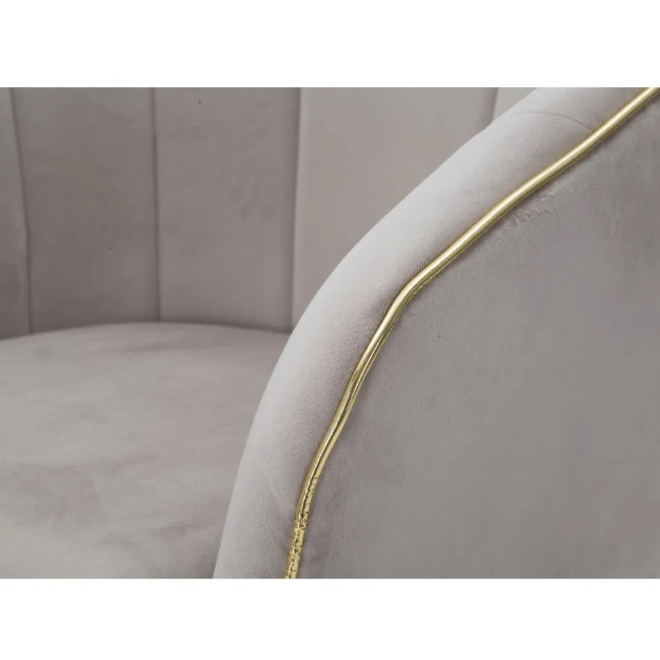 Stue lænestol betrukket med stof med moderne træben - Ezia Viadurini