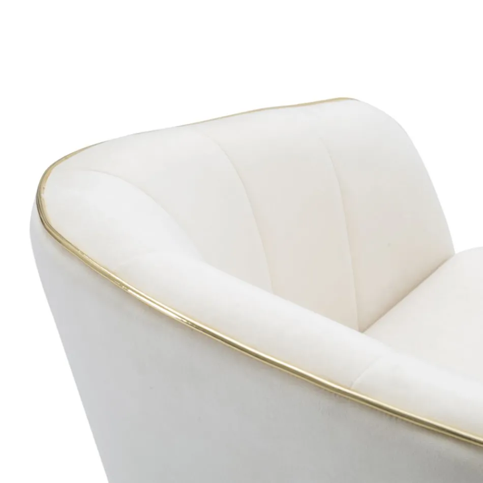 Stue lænestol betrukket med stof med moderne træben - Ezia Viadurini