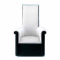 Stue lænestol betrukket med sort og hvid fløjl fremstillet i Italien - Gedda